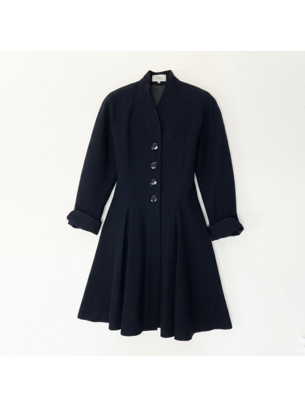 Dior Miss A-Line Flare Coat Black Wool M